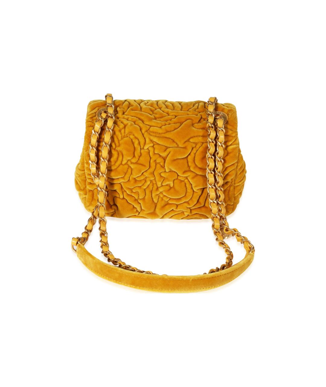CHANEL Желтая тканевая сумка через плечо, фото 4