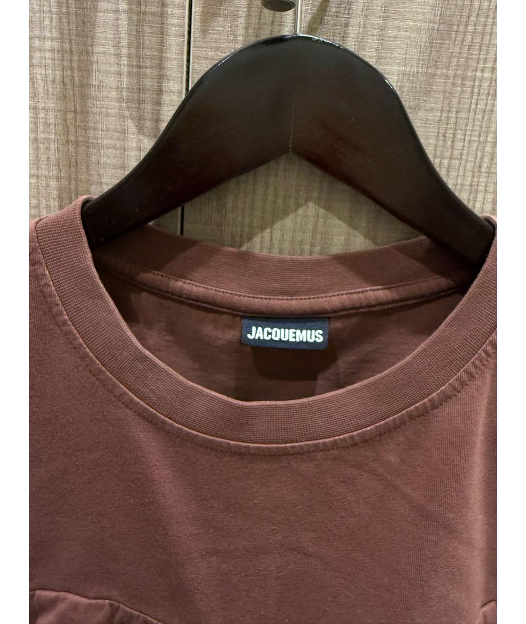 JACQUEMUS Коричневая хлопковая футболка, фото 3