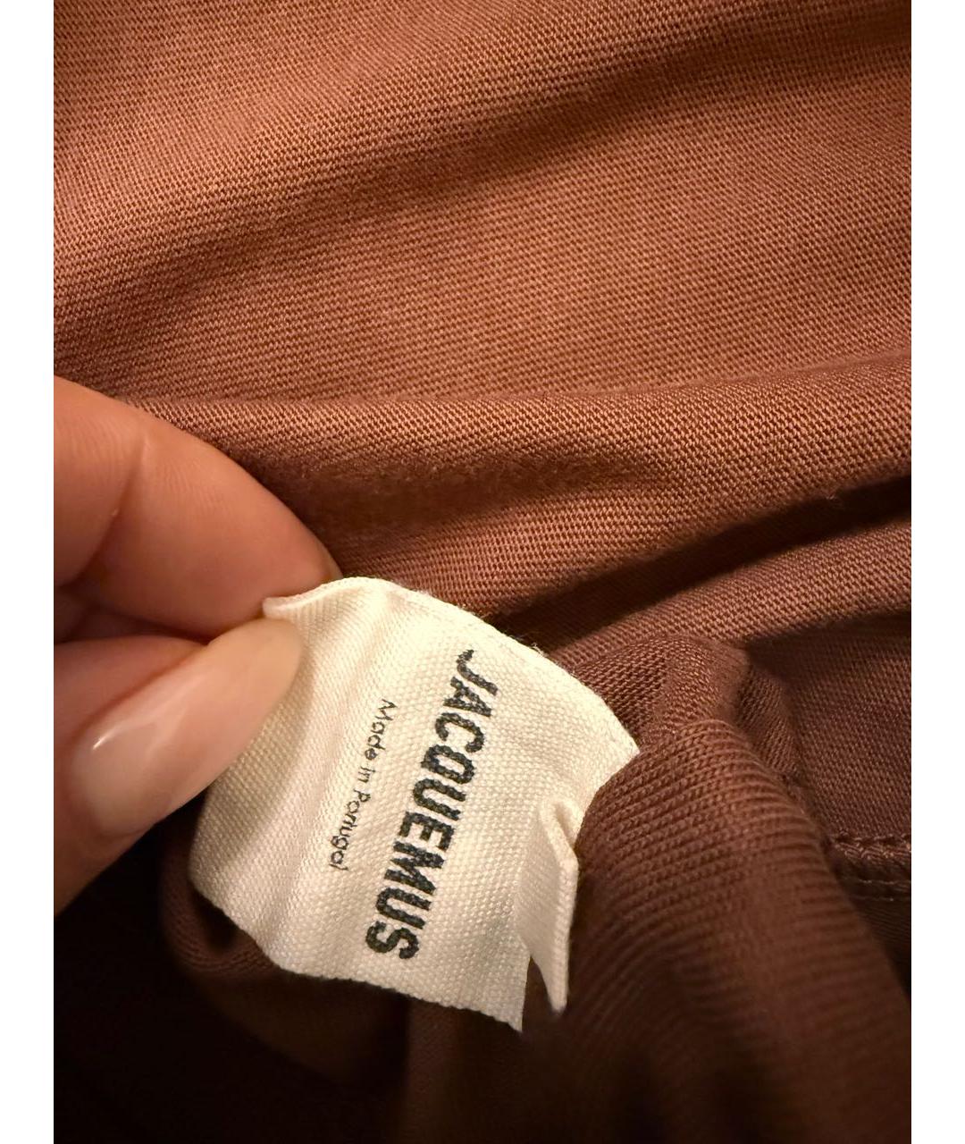 JACQUEMUS Коричневая хлопковая футболка, фото 4