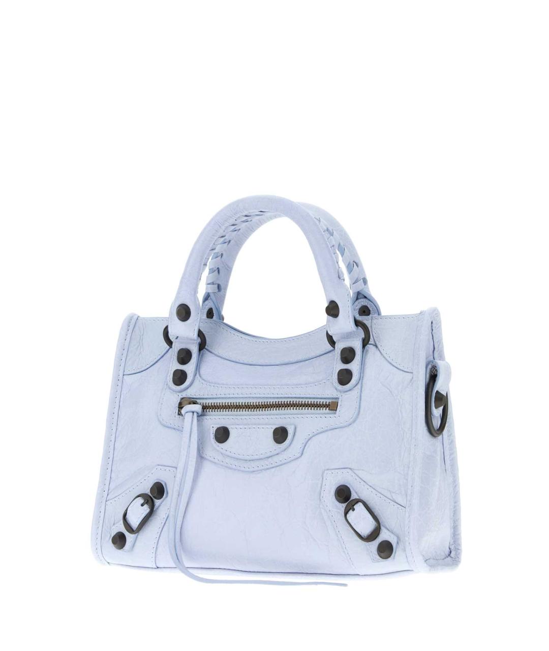 BALENCIAGA Голубая кожаная сумка тоут, фото 2