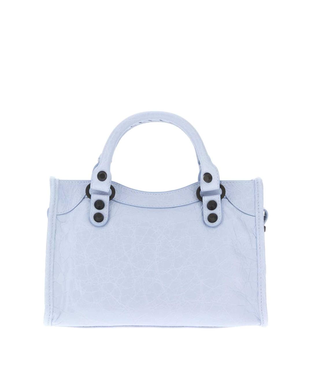 BALENCIAGA Голубая кожаная сумка тоут, фото 3