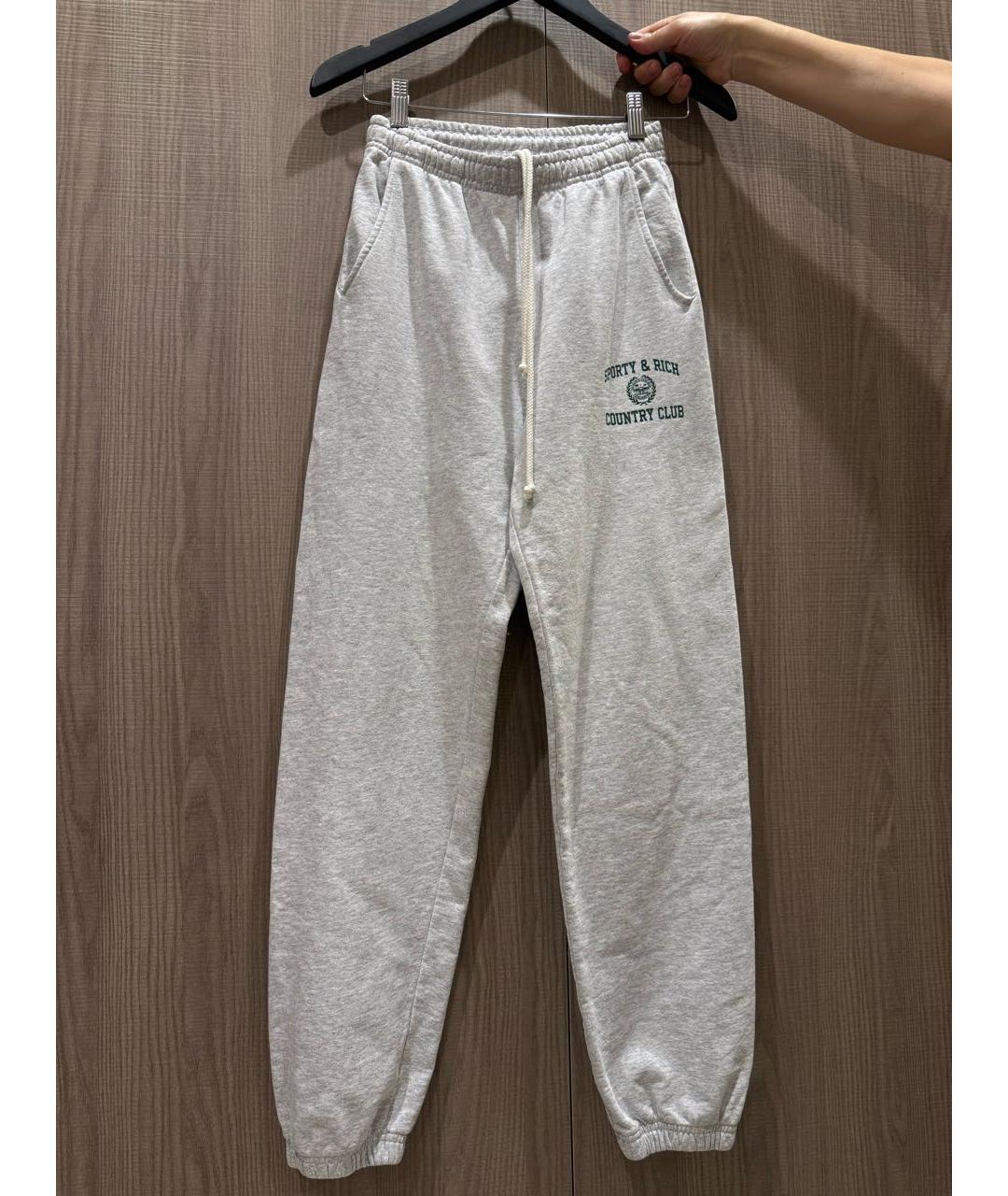 SPORTY AND RICH Серые хлопковые спортивные брюки и шорты, фото 5