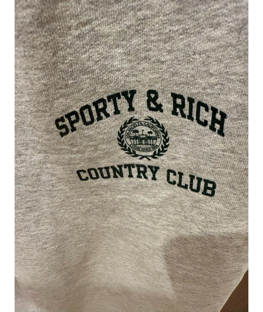 SPORTY AND RICH Серые хлопковые спортивные брюки и шорты, фото 3