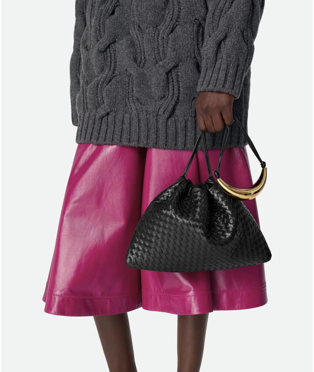 BOTTEGA VENETA Черная кожаная сумка через плечо, фото 2