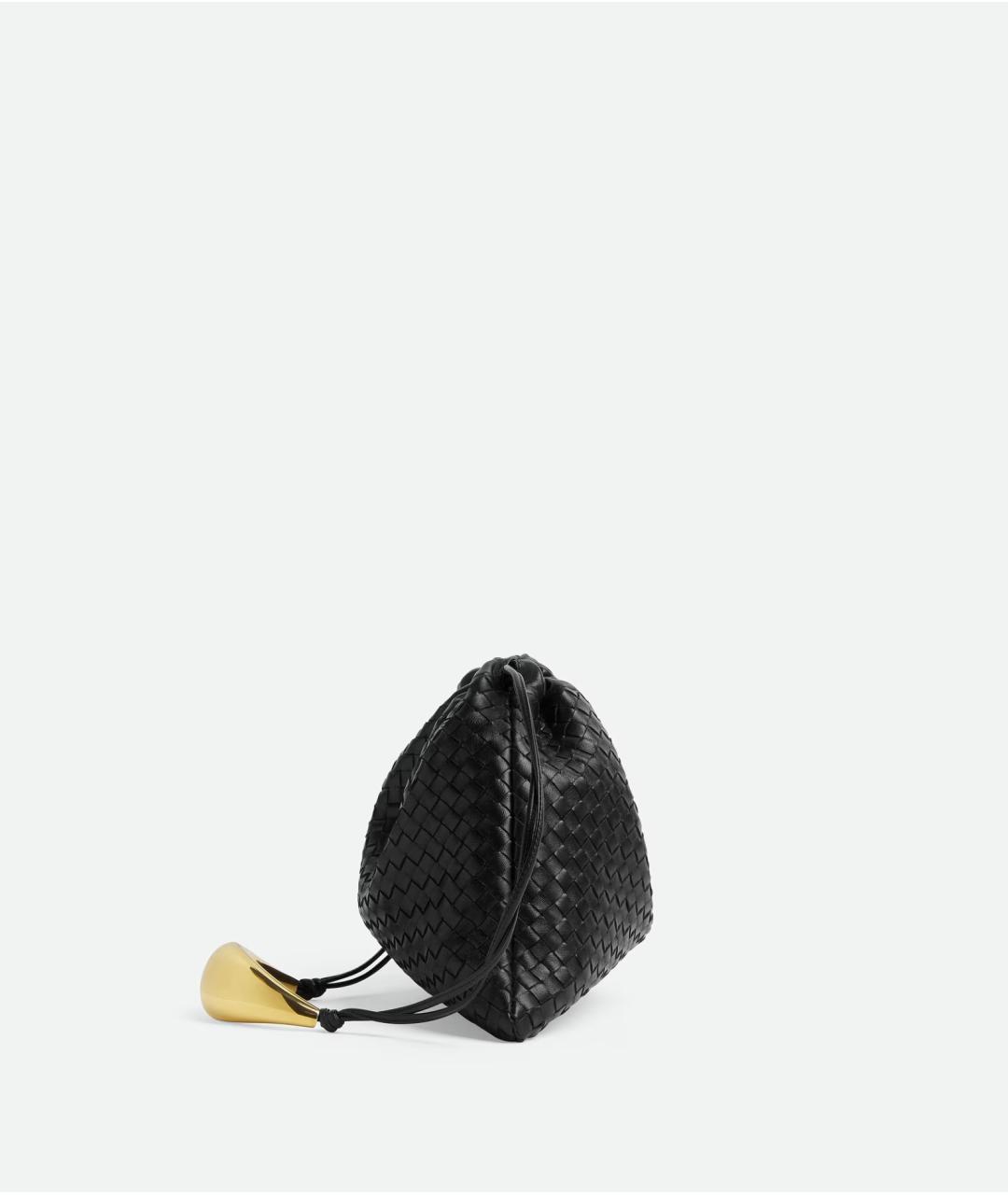 BOTTEGA VENETA Черная кожаная сумка через плечо, фото 4