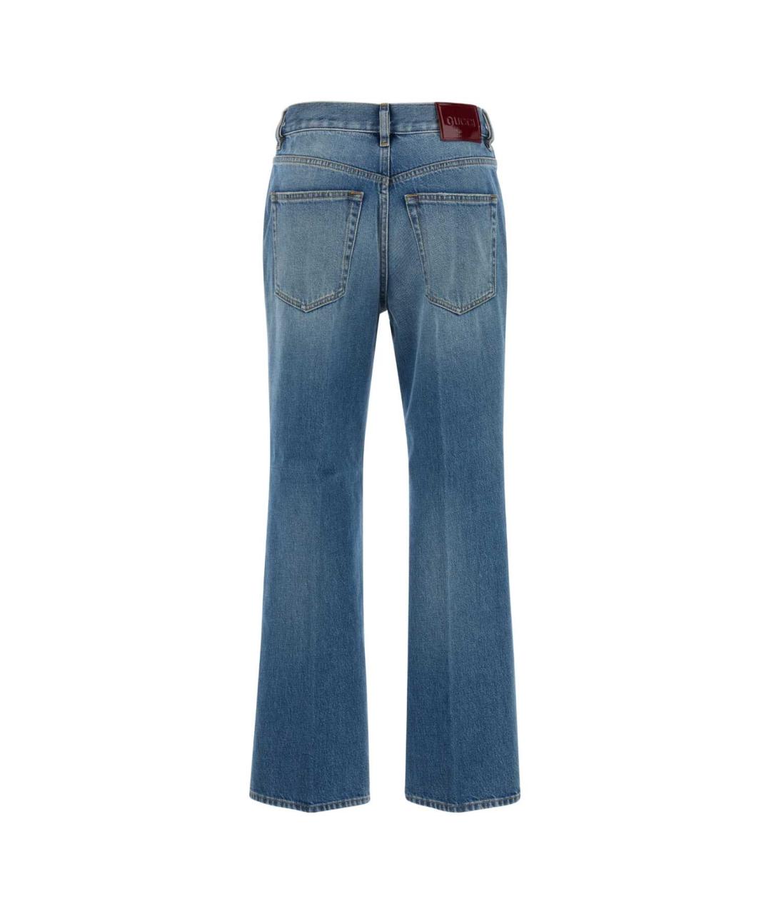 GUCCI Голубые хлопковые прямые джинсы, фото 2