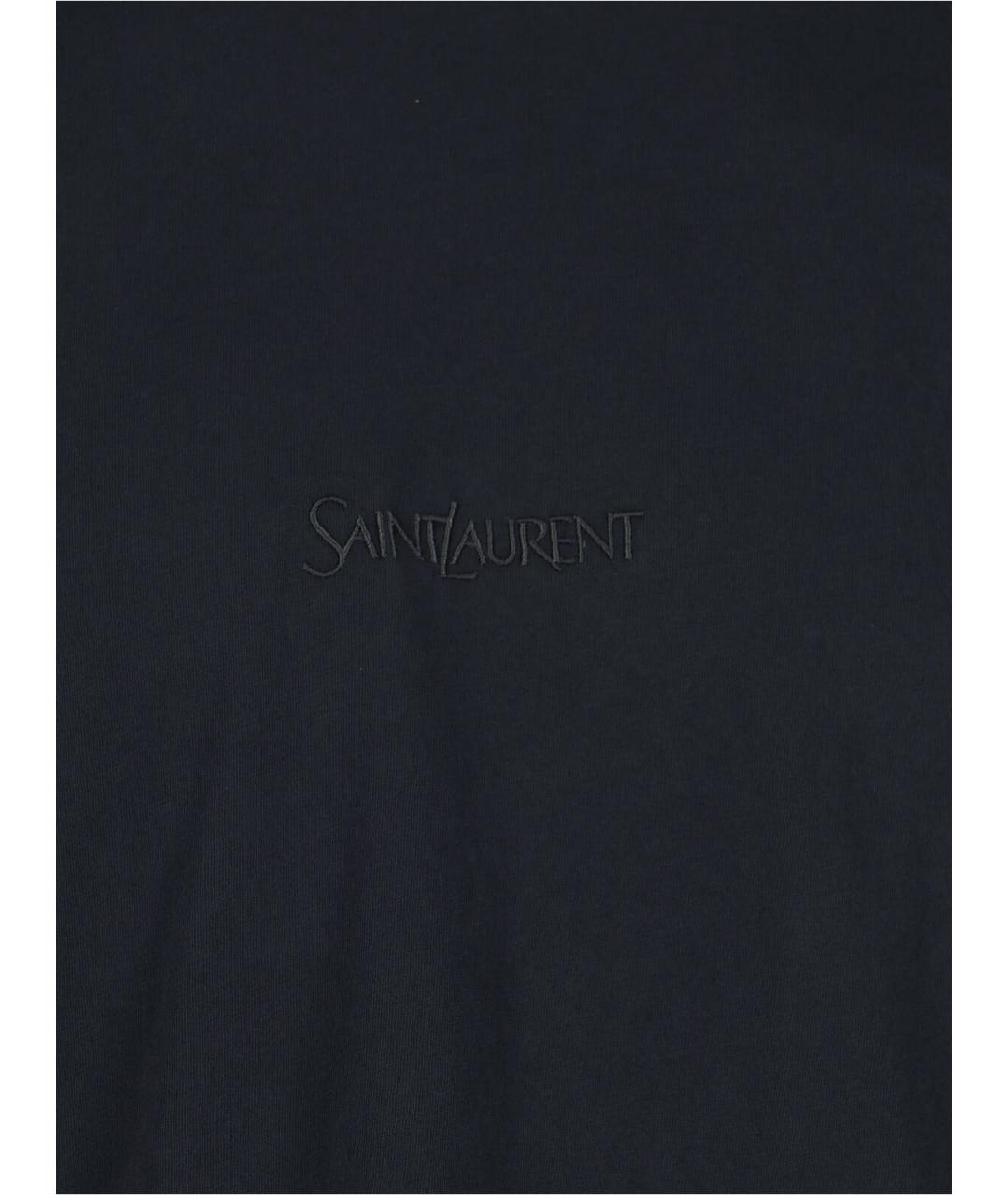 SAINT LAURENT Черная хлопковая футболка, фото 2