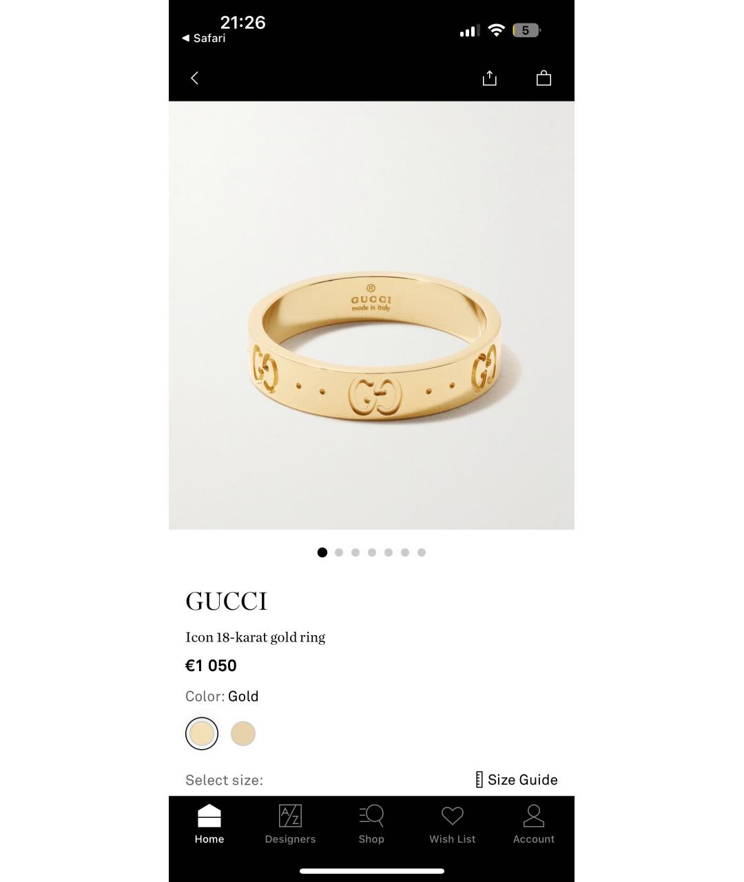 GUCCI Золотое кольцо из желтого золота, фото 4