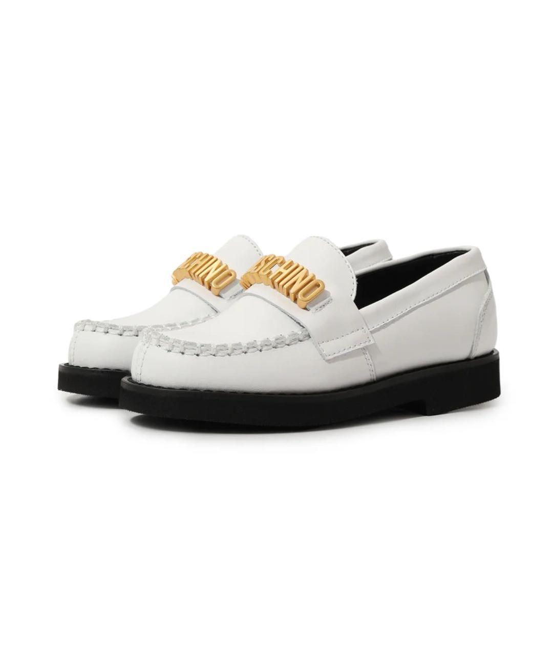 MOSCHINO KIDS Белые кожаные лоферы и мокасины, фото 2