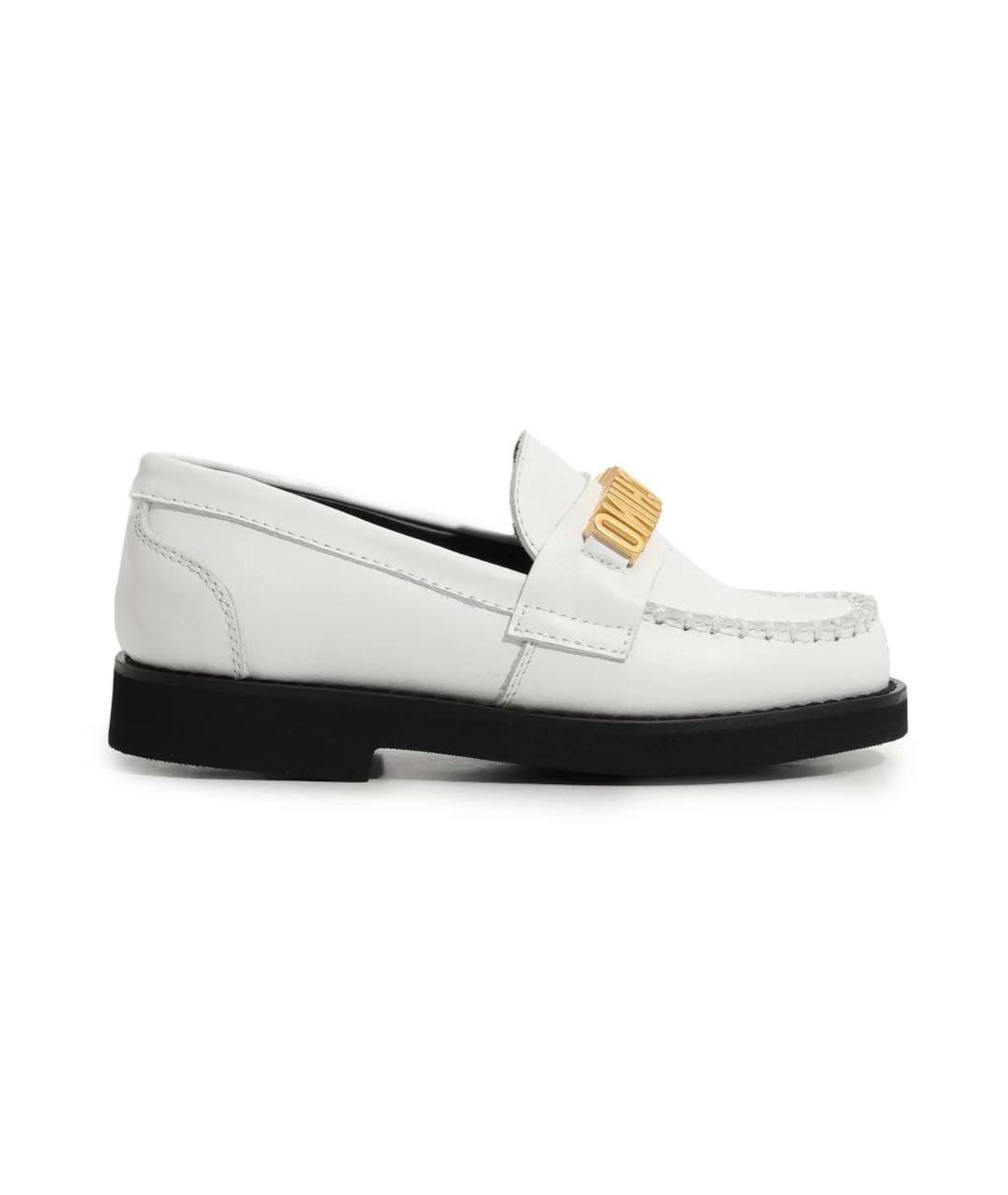 MOSCHINO KIDS Белые кожаные лоферы и мокасины, фото 1