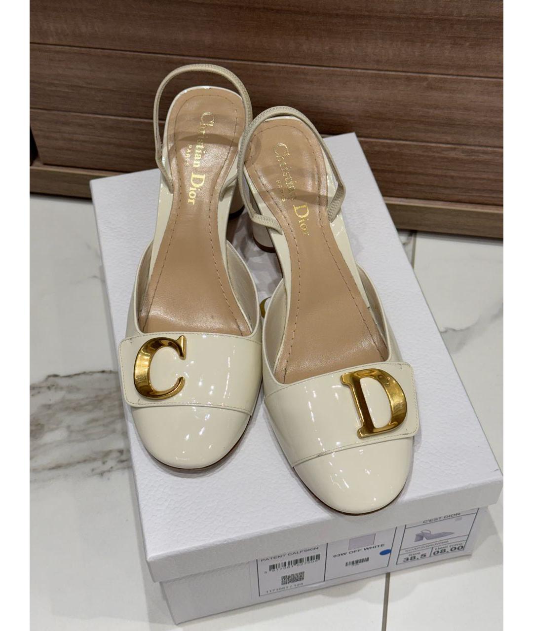 CHRISTIAN DIOR Белые туфли из лакированной кожи, фото 7