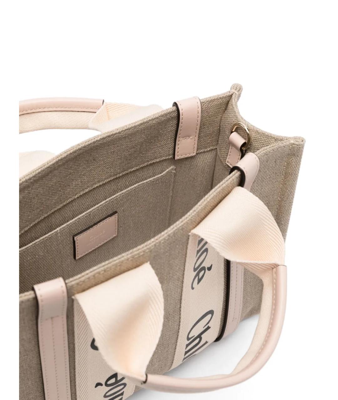 CHLOE Бежевая тканевая сумка тоут, фото 5