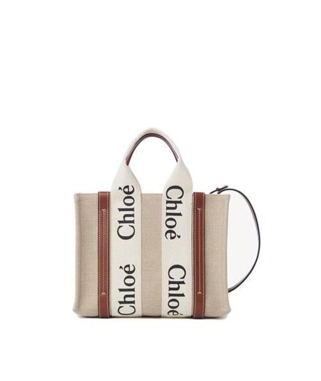 CHLOE Бежевая тканевая сумка тоут, фото 1