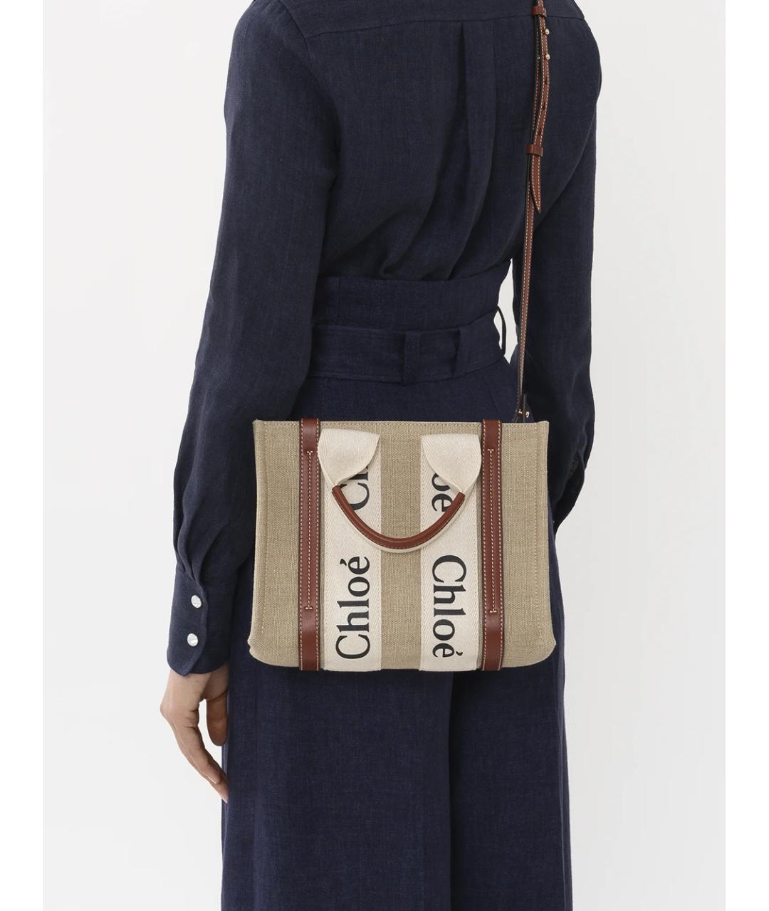 CHLOE Бежевая тканевая сумка тоут, фото 2