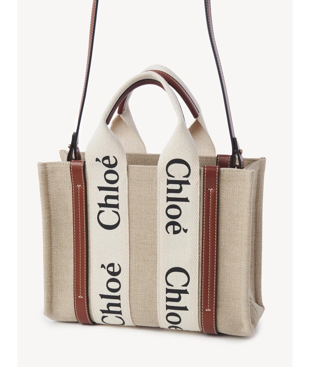CHLOE Бежевая тканевая сумка тоут, фото 4