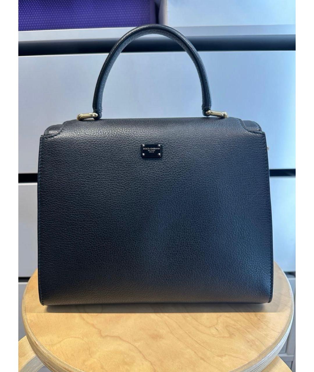 DOLCE&GABBANA Черная кожаная сумка с короткими ручками, фото 3