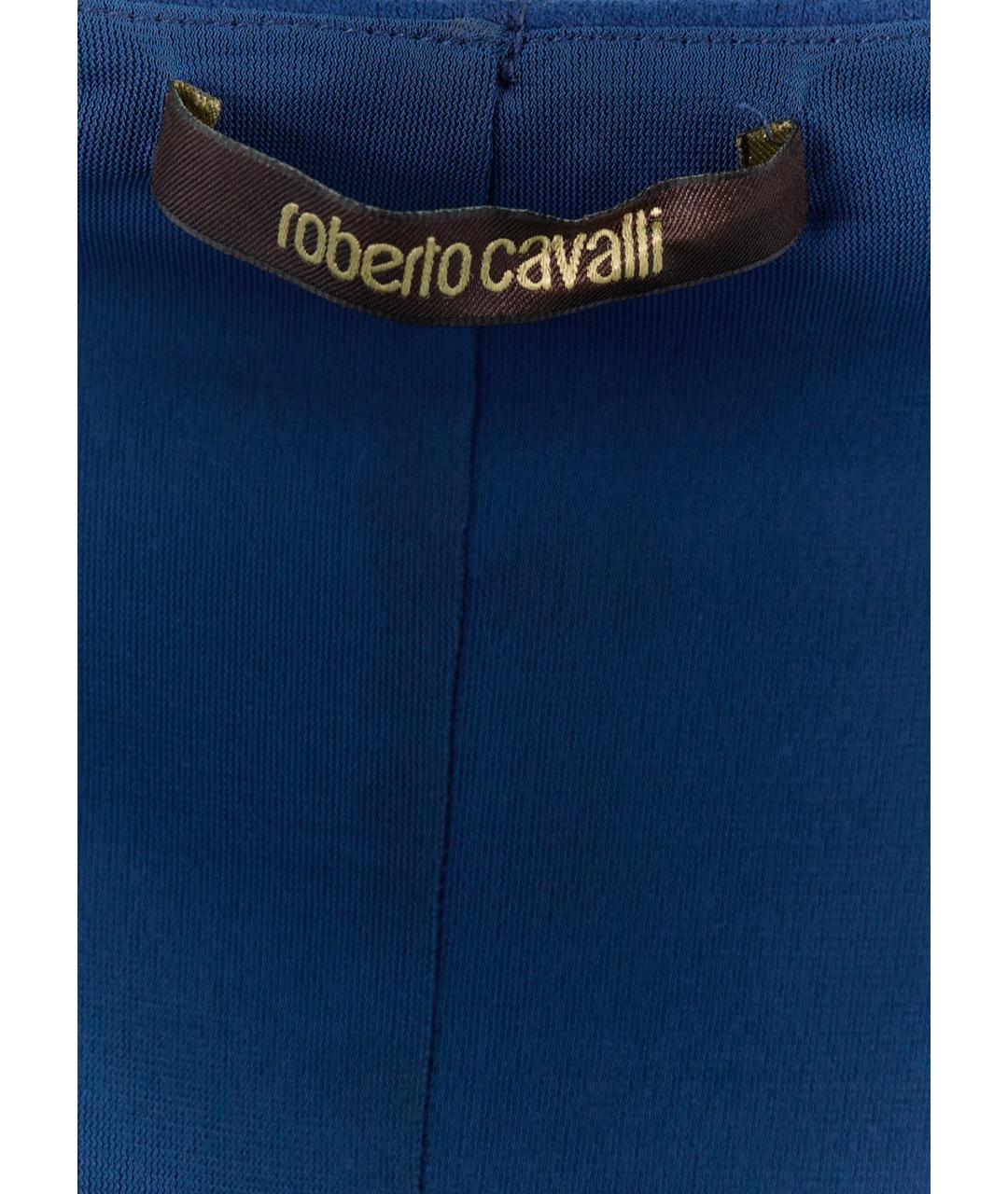 ROBERTO CAVALLI Синее шерстяное повседневное платье, фото 4