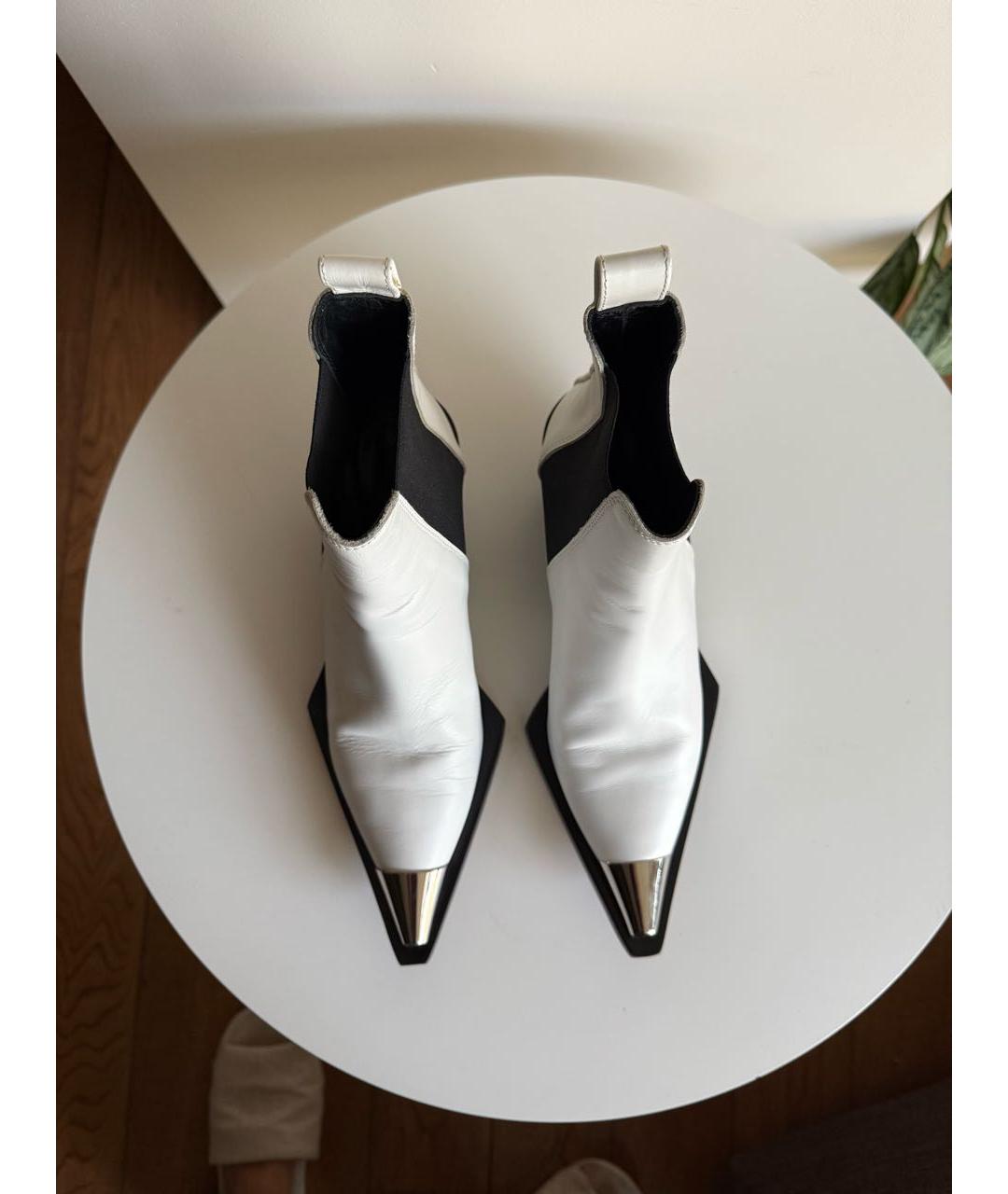HELMUT LANG Белые кожаные ботильоны, фото 3