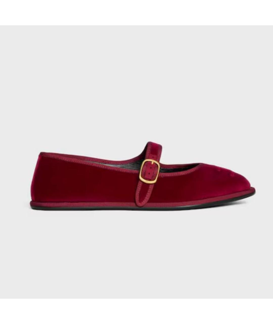 CELINE Бордовые бархатные балетки, фото 4