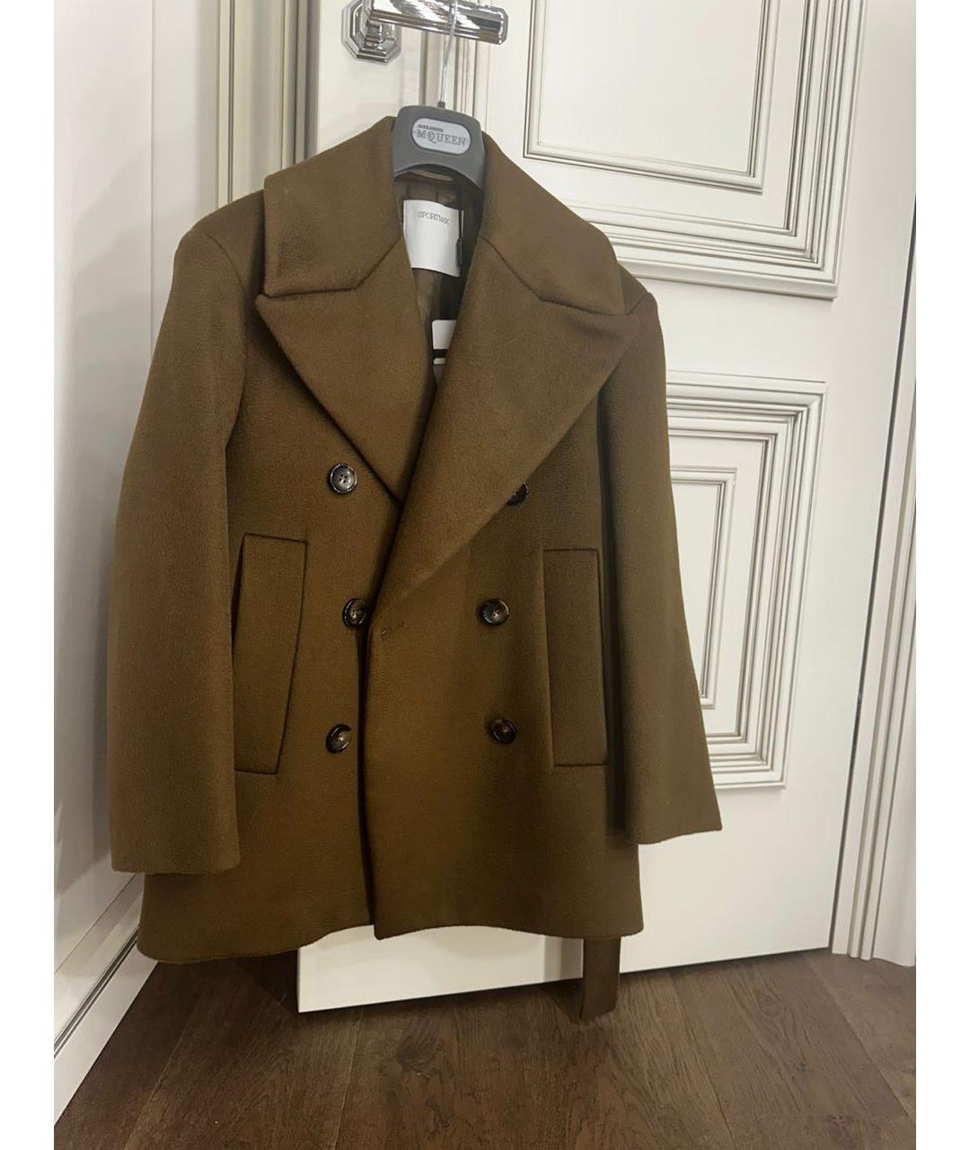 SPORTMAX Хаки шерстяное пальто, фото 3