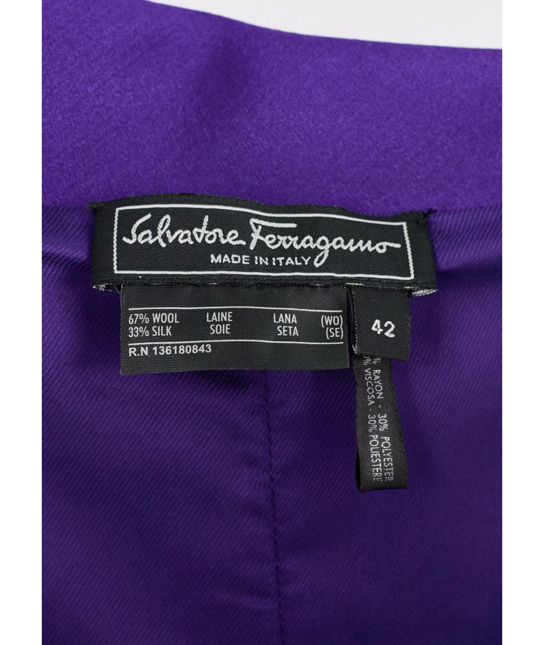 FERRAGAMO Фиолетовое шерстяное коктейльное платье, фото 5