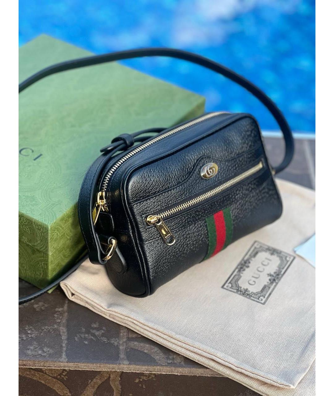 GUCCI Черная кожаная сумка через плечо, фото 6