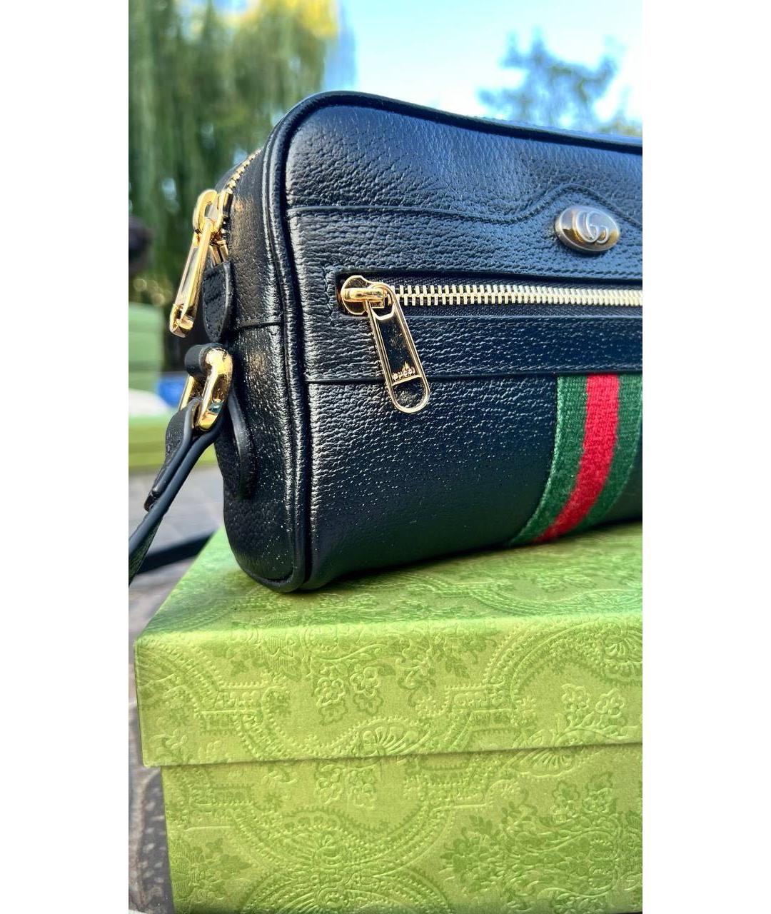 GUCCI Черная кожаная сумка через плечо, фото 5