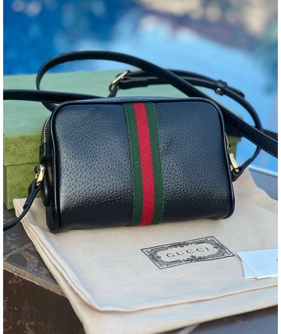 GUCCI Черная кожаная сумка через плечо, фото 3
