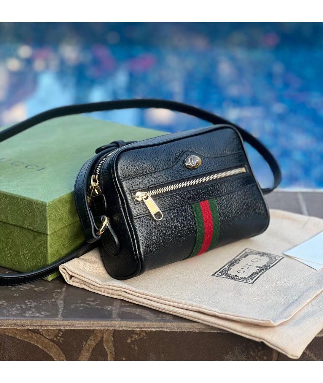 GUCCI Черная кожаная сумка через плечо, фото 2