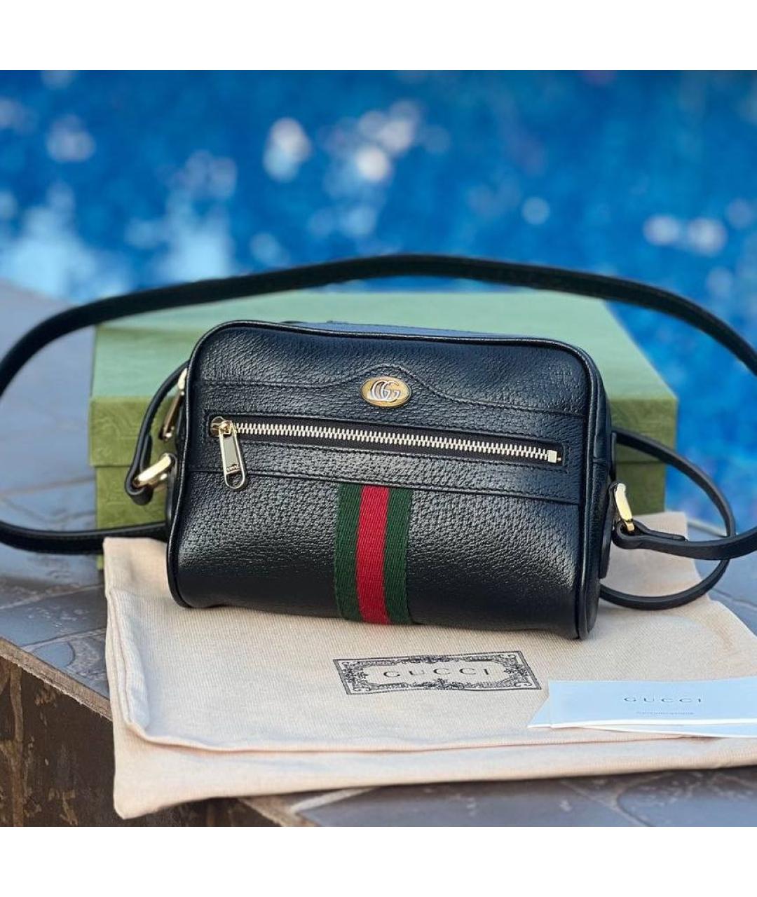 GUCCI Черная кожаная сумка через плечо, фото 7