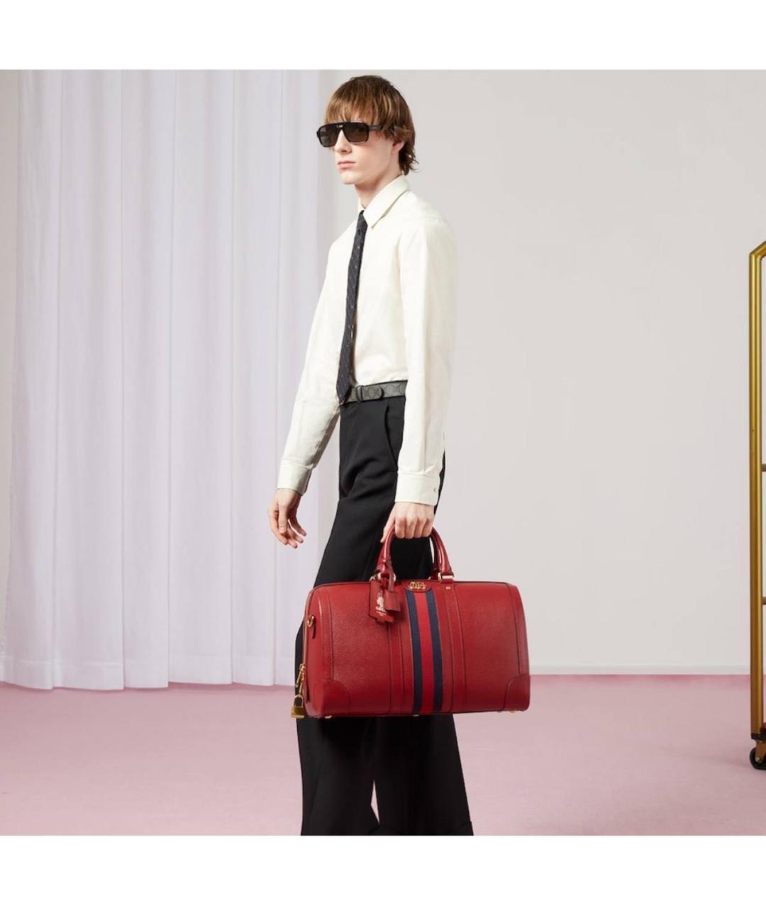 GUCCI Красная кожаная дорожная/спортивная сумка, фото 5