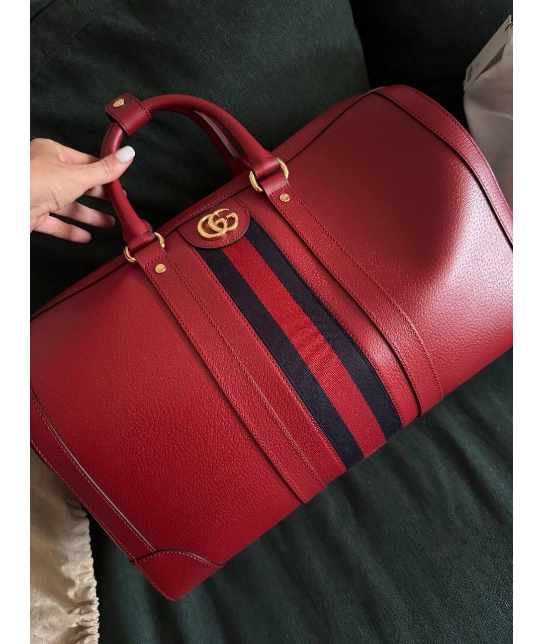 GUCCI Красная кожаная дорожная/спортивная сумка, фото 2