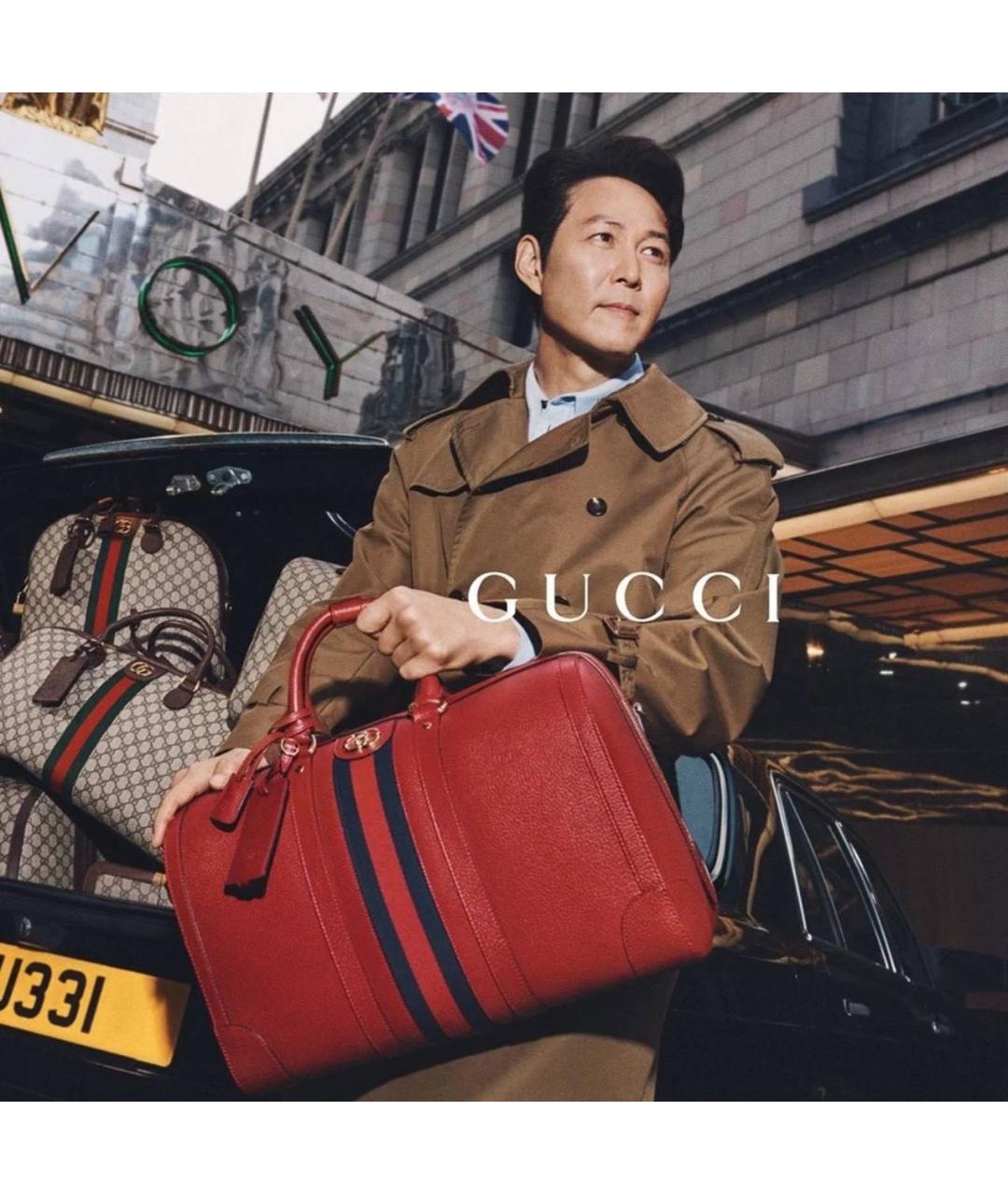 GUCCI Красная кожаная дорожная/спортивная сумка, фото 6