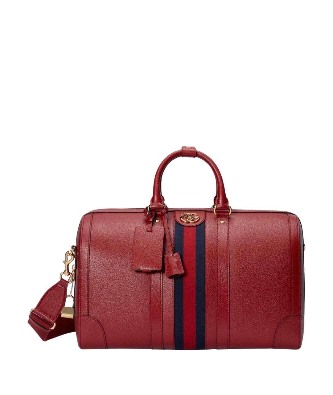 GUCCI Красная кожаная дорожная/спортивная сумка, фото 1