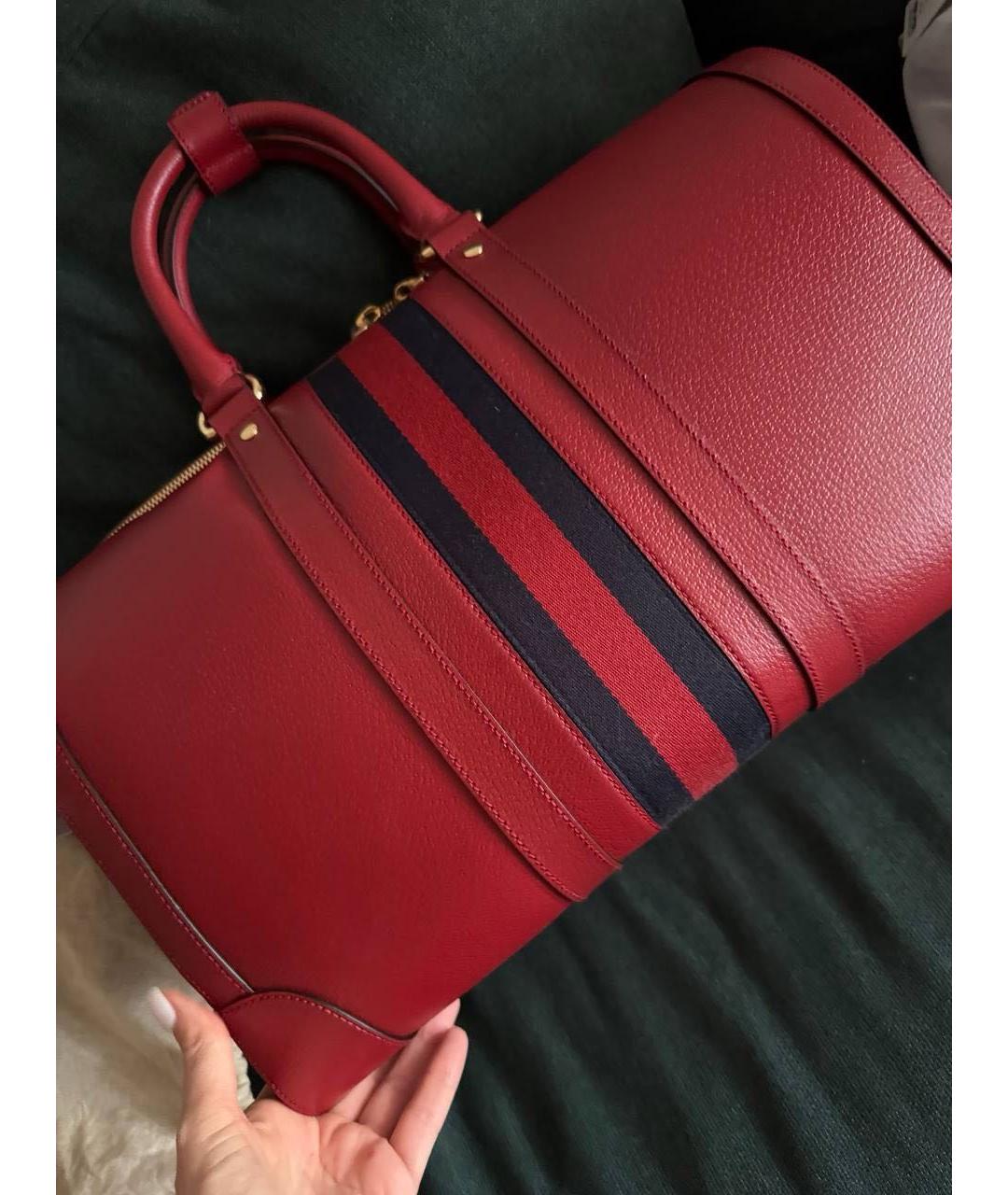 GUCCI Красная кожаная дорожная/спортивная сумка, фото 3