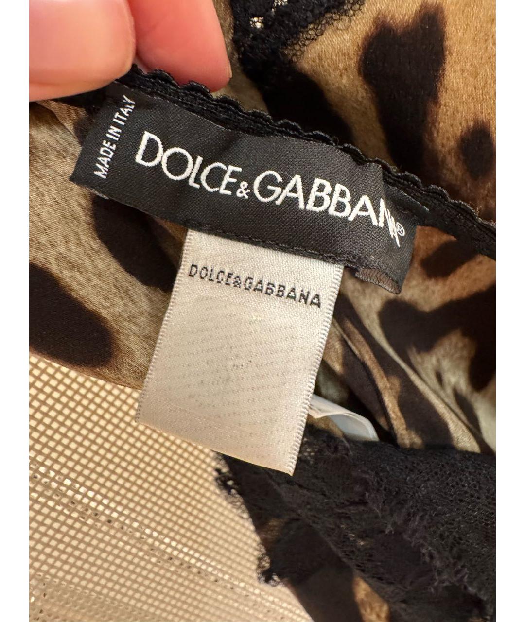 DOLCE&GABBANA Коричневая шелковая майка, фото 3