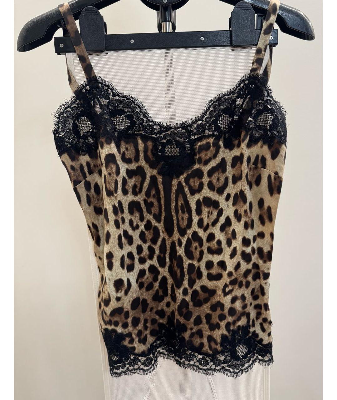 DOLCE&GABBANA Коричневая шелковая майка, фото 9