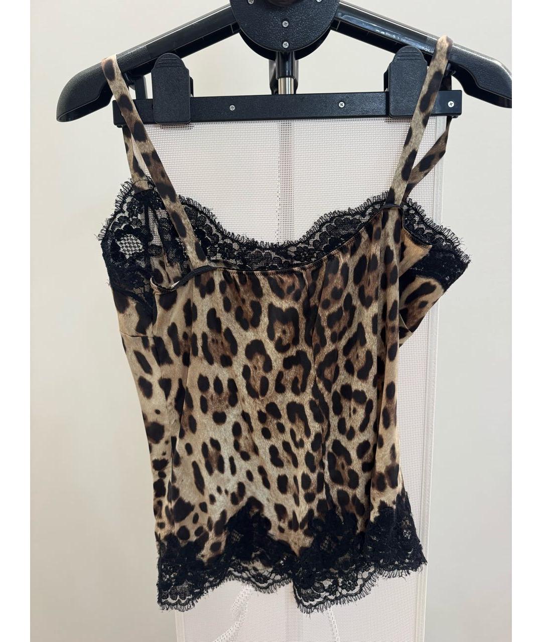 DOLCE&GABBANA Коричневая шелковая майка, фото 2