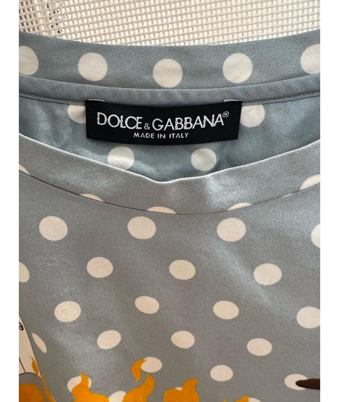 DOLCE&GABBANA Голубая хлопковая футболка, фото 3