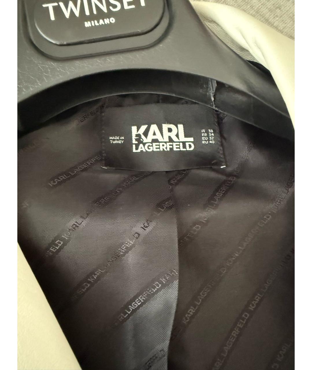 KARL LAGERFELD Белая кожаная куртка, фото 3