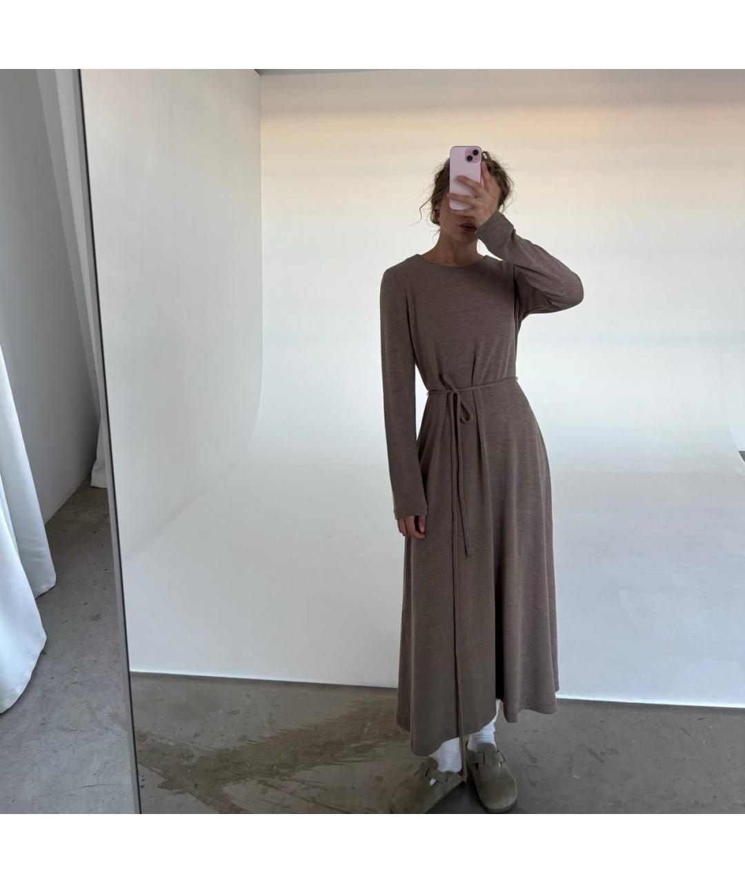 MAX MARA Бежевое шерстяное повседневное платье, фото 2