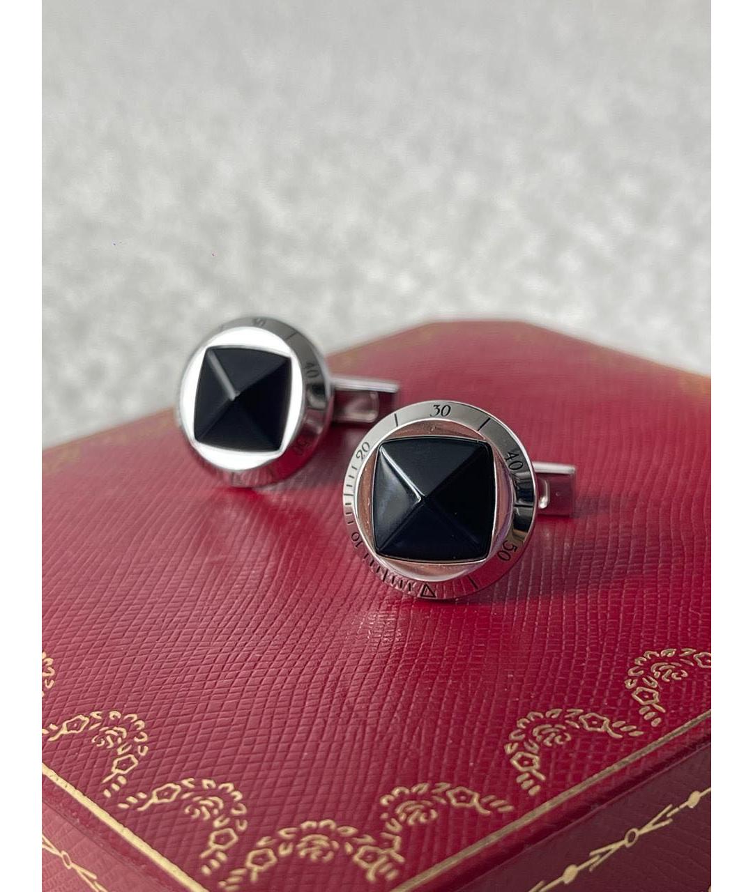 CARTIER Черные серебряные запонки, фото 9