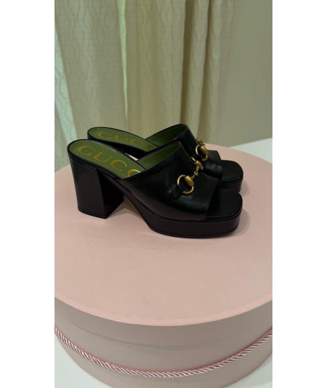 GUCCI Черные кожаные мюли, фото 6