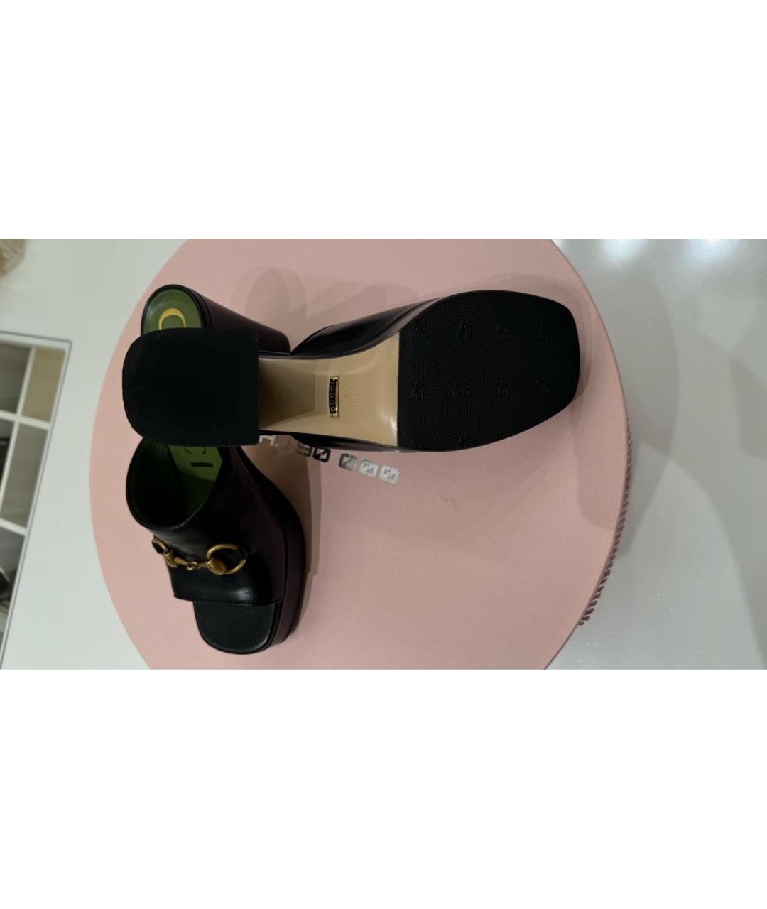 GUCCI Черные кожаные мюли, фото 4