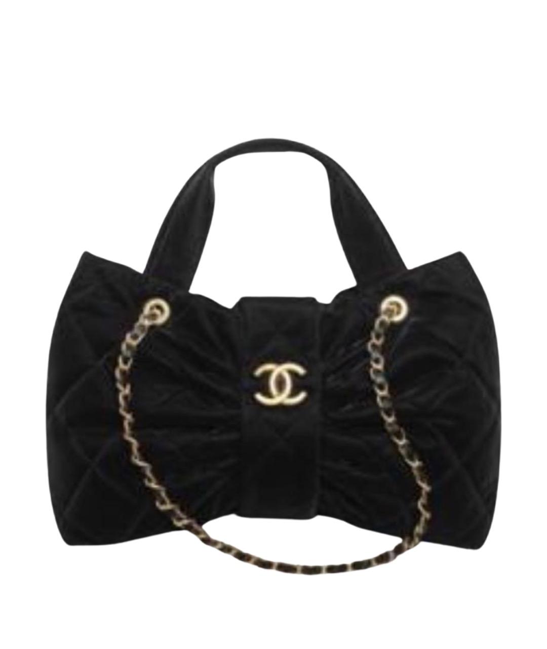 CHANEL Черная бархатная сумка тоут, фото 1