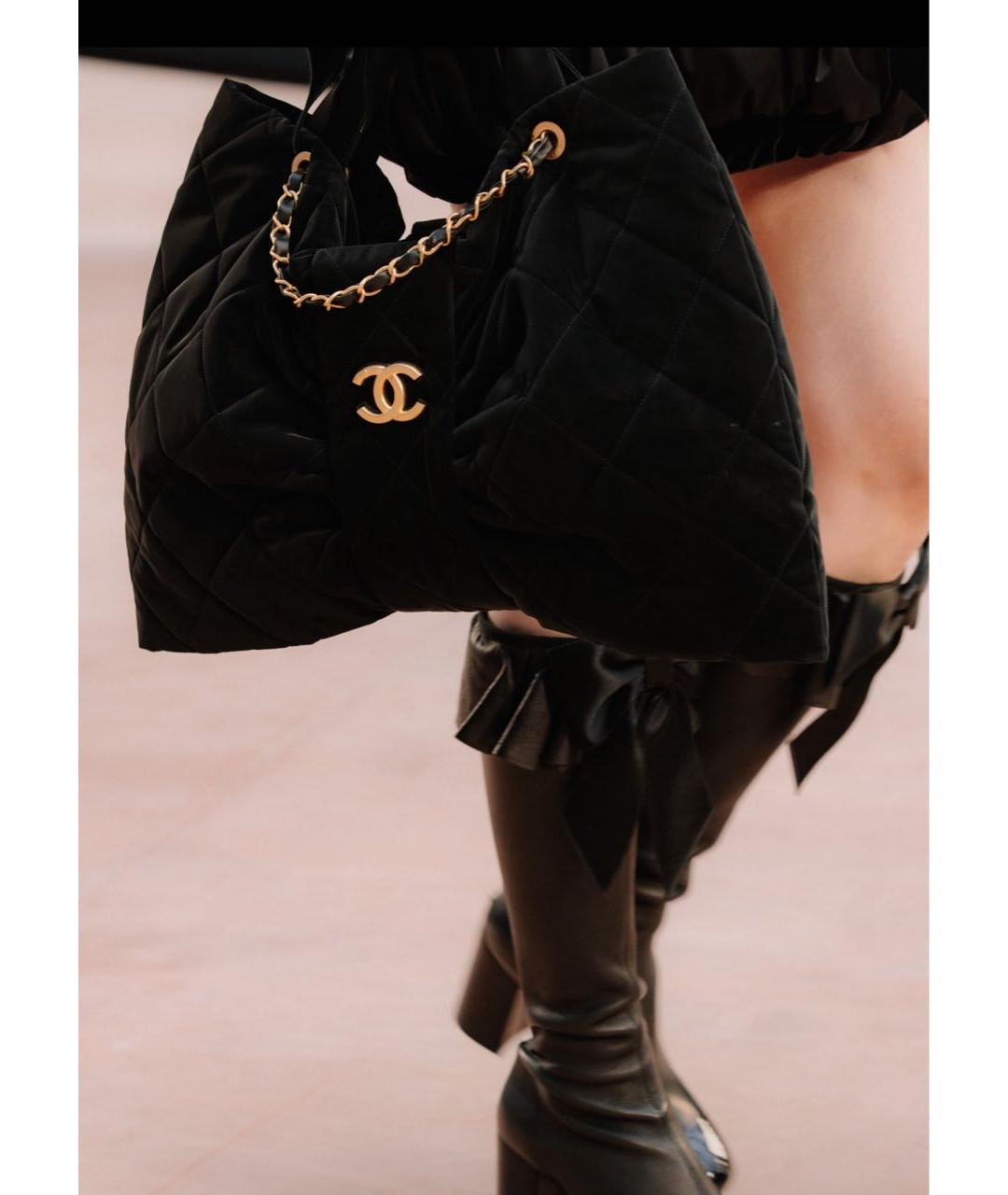 CHANEL Черная бархатная сумка тоут, фото 2