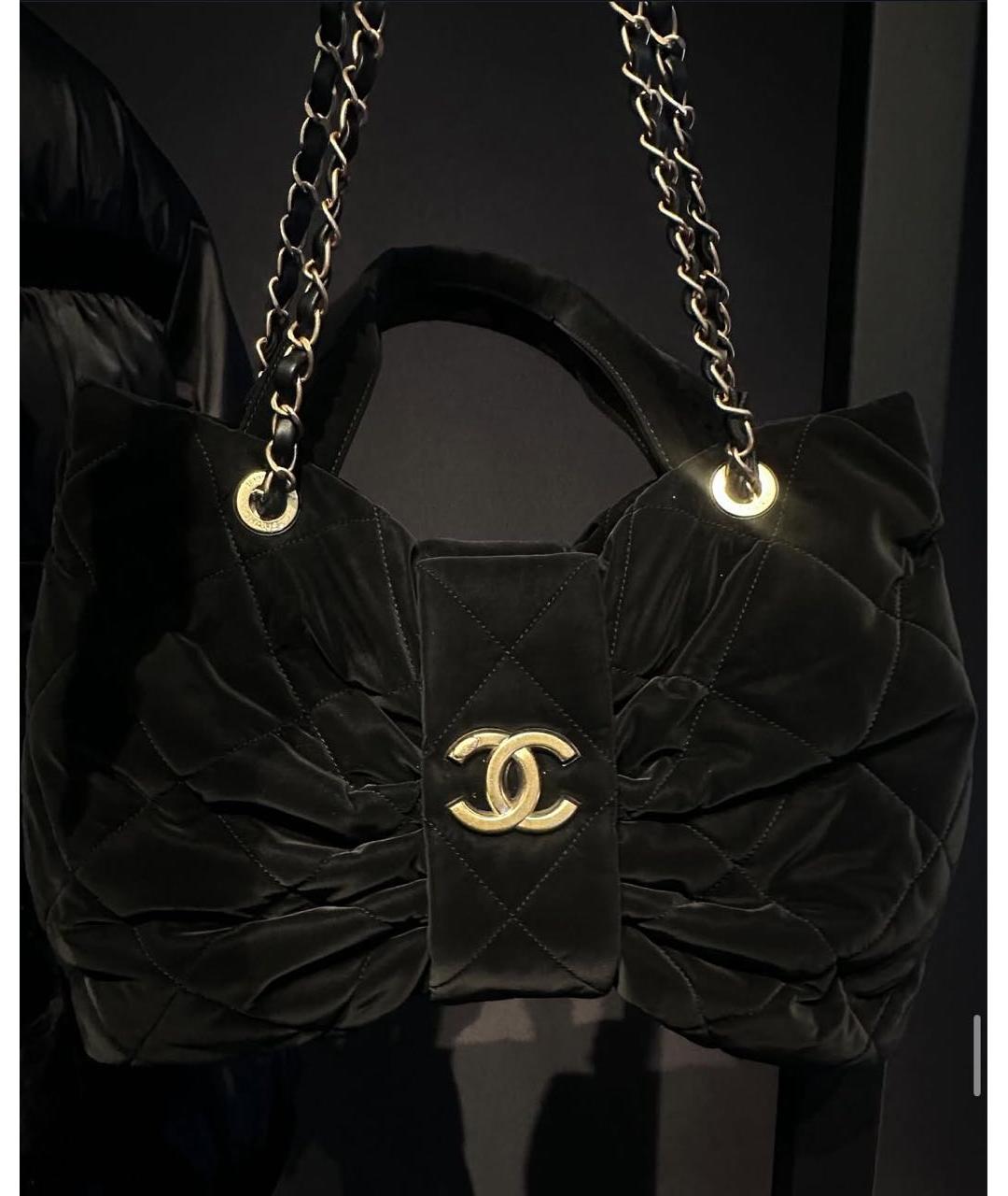 CHANEL Черная бархатная сумка тоут, фото 3