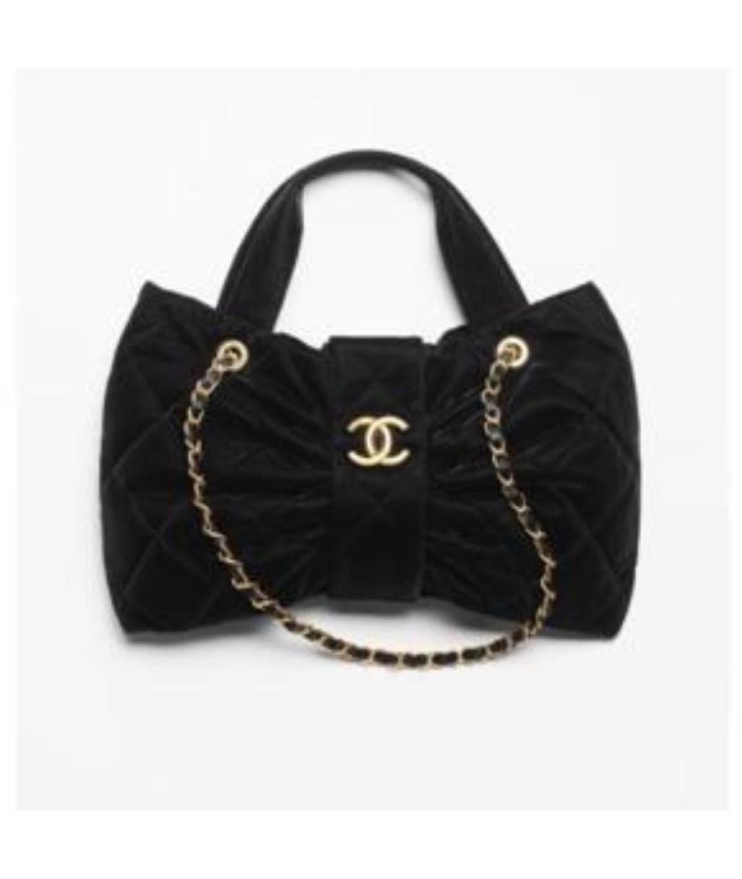 CHANEL Черная бархатная сумка тоут, фото 4