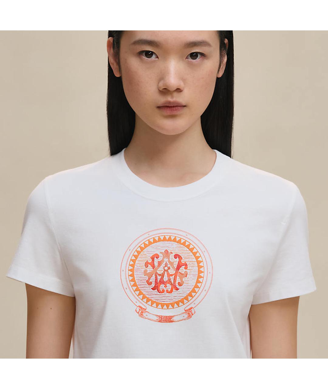 HERMES Белая хлопковая футболка, фото 2