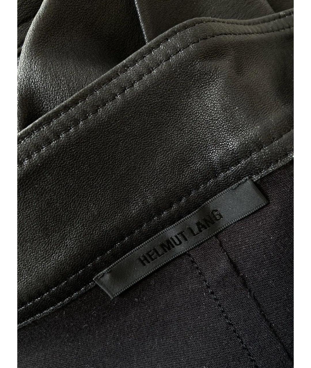 HELMUT LANG Черные кожаные брюки узкие, фото 3
